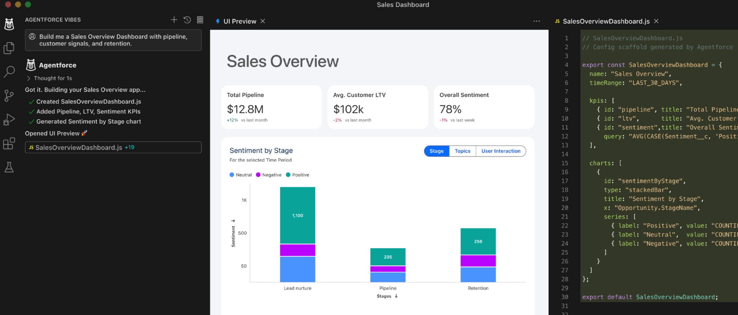 Salesforce Live Preview extension showing an LWC preview inside VS Code
